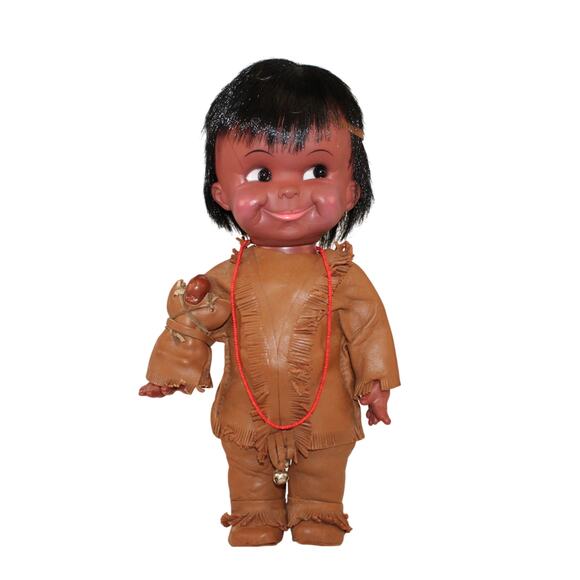 "Wild West" Leather Clad Native Tribal Children's Doll with Papoose 13" - Picture 1 of 7